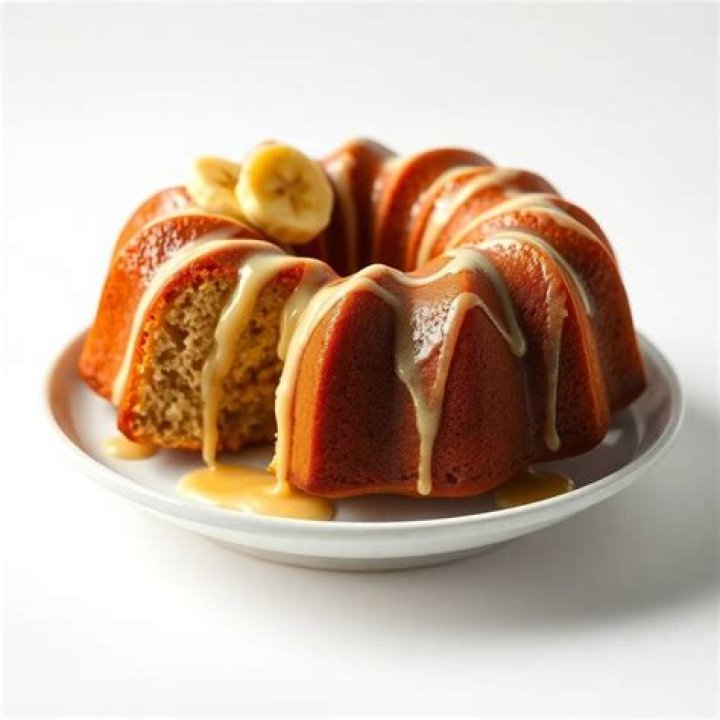 Banana Bundt Cake topped with Brown Sugar Glaze and Walnuts