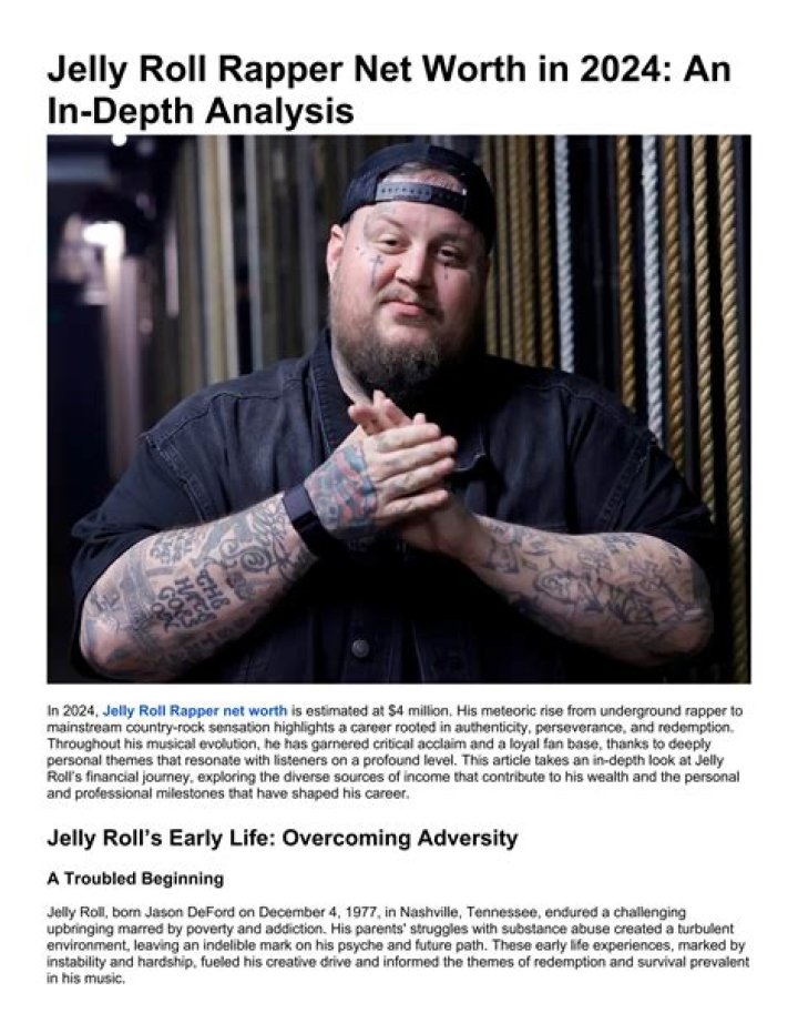 Jelly Roll Net Worth: Details About Rapper, Income, Home, Cars, Career - SarkariResult