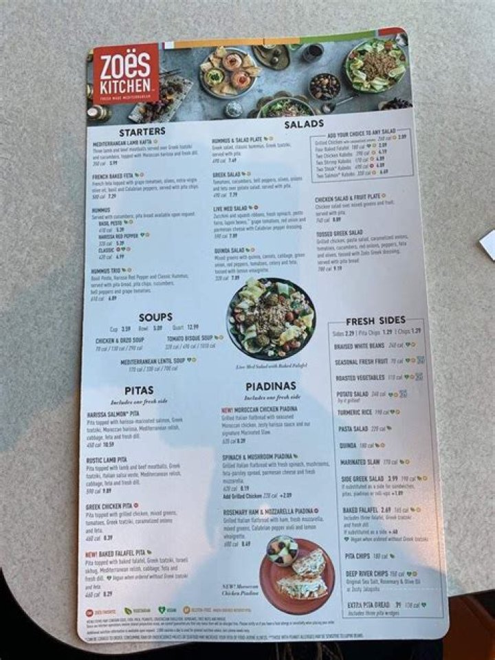 Zoes Kitchen Menu and Prices - SarkariResult